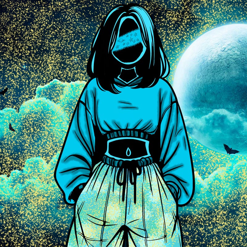 realistic girl faceless with baggy pants and a crop top