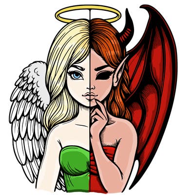 realistic angel half demon