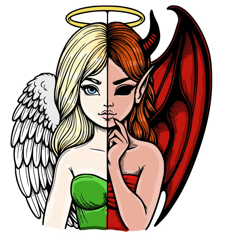 realistic angel half demon