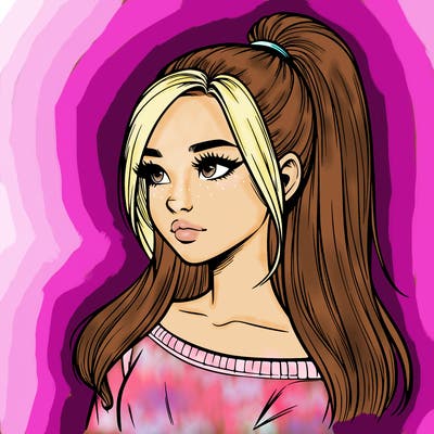 realistic girl with a high ponytail