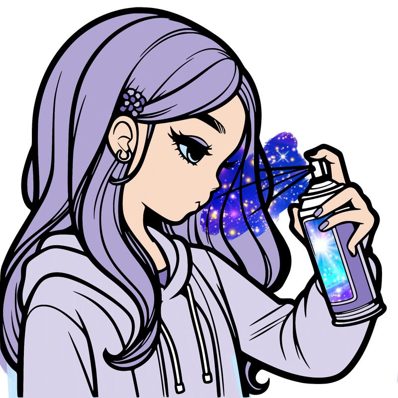 a realistic girl spray painting