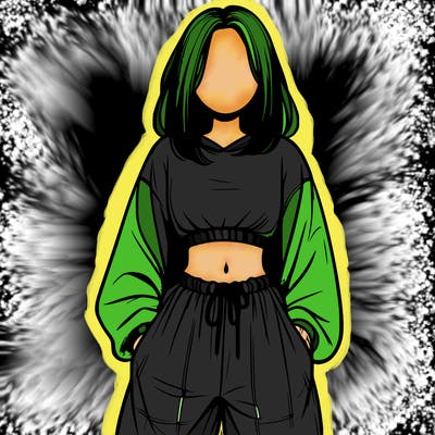 realistic girl faceless with baggy pants and a crop top