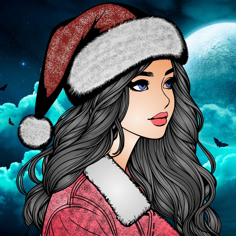 realistic girl in santa hat