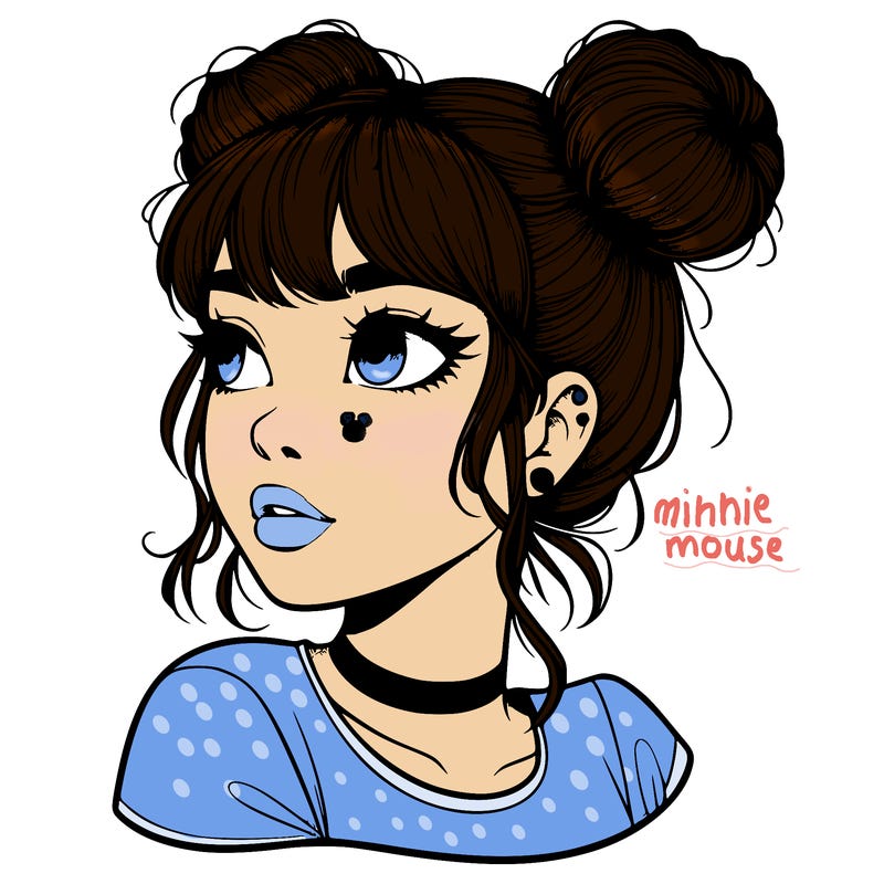 realistic girl with spacebuns