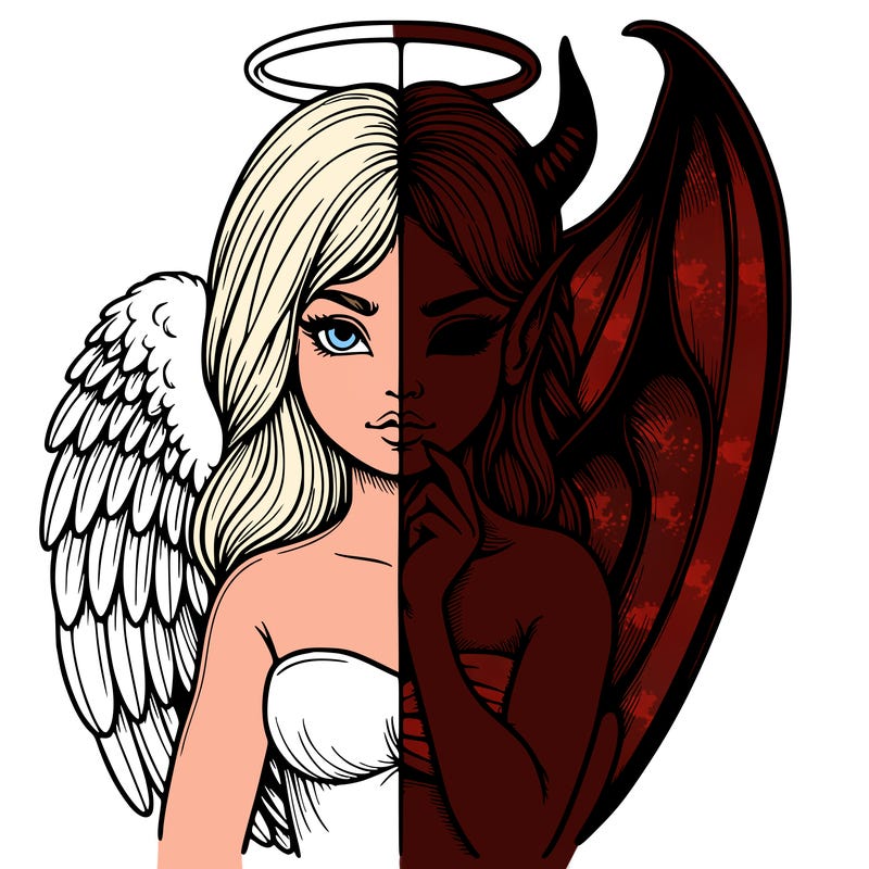 realistic angel half demon