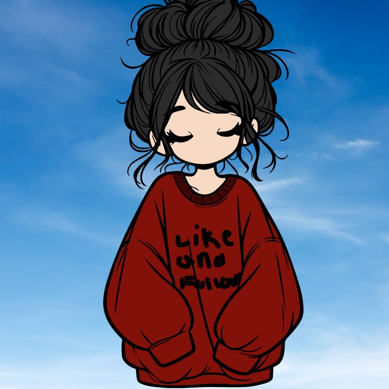 girl with baggy sweatshirt and messy bun