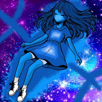 realistic girl floating