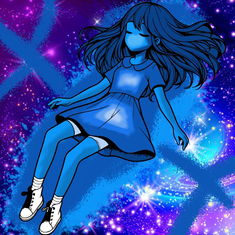 realistic girl floating