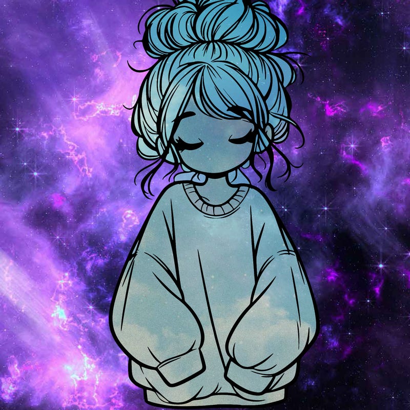 girl with baggy sweatshirt and messy bun