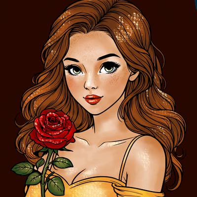 realistic women with rose in hand