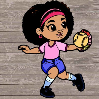 black girl playing softball