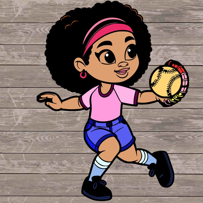 black girl playing softball