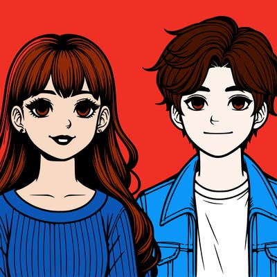 realistic girl and boy