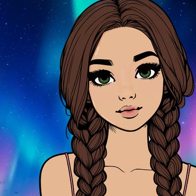 realistic girl with braids