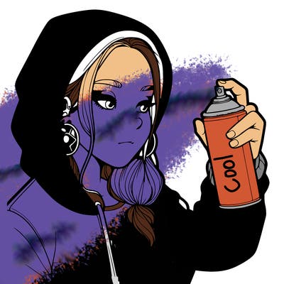 a realistic girl, spray painting