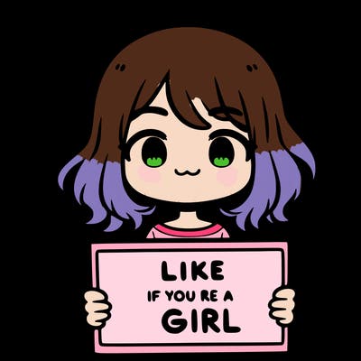 a cute girl holding a sign that says like if you’re a girl