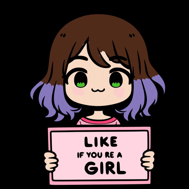 a cute girl holding a sign that says like if you’re a girl