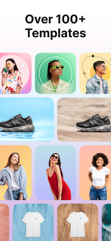 A variety of creative photo templates for people and product photography