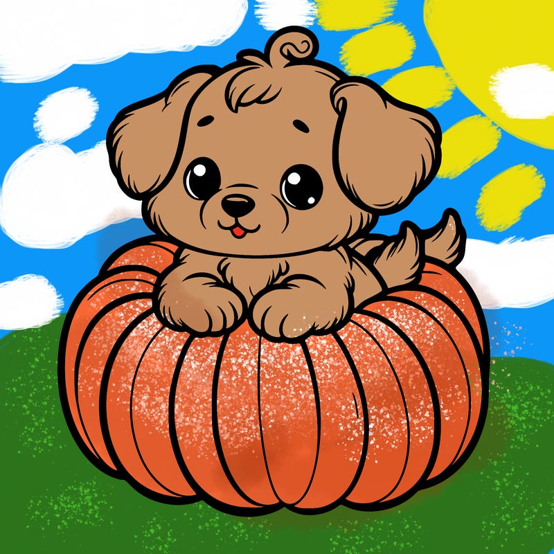 cute little puppy in a pumpkin
