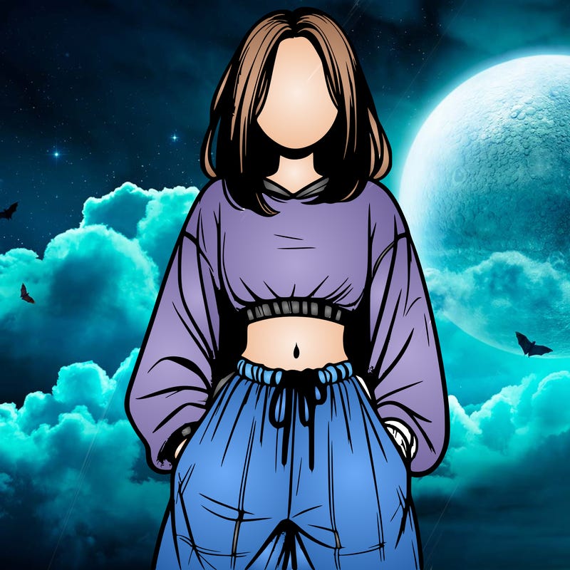 realistic girl faceless with baggy pants and a crop top