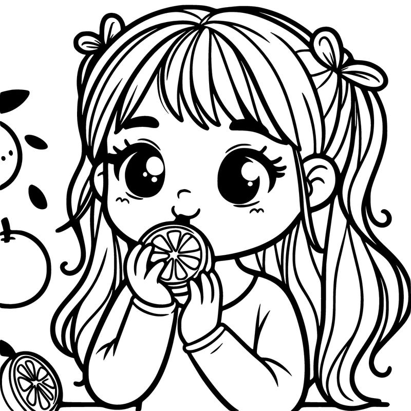 girl eating a orange