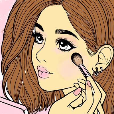 a realistic girl doing her makeup