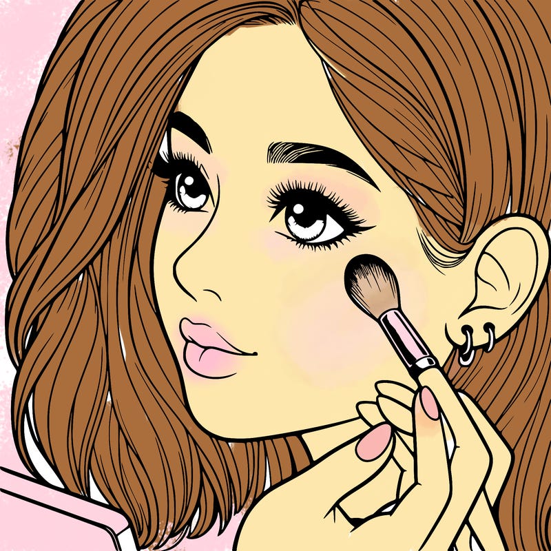 a realistic girl doing her makeup