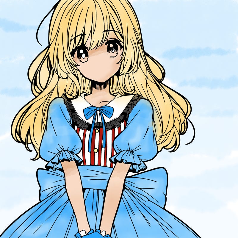 anime girl in a dress smiling