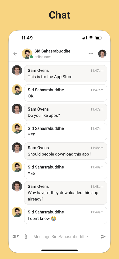 Skool Communities - Un écran mobile montrant l'interface de chat de l'application Communautés Skool avec une conversation par message direct entre deux créateurs.