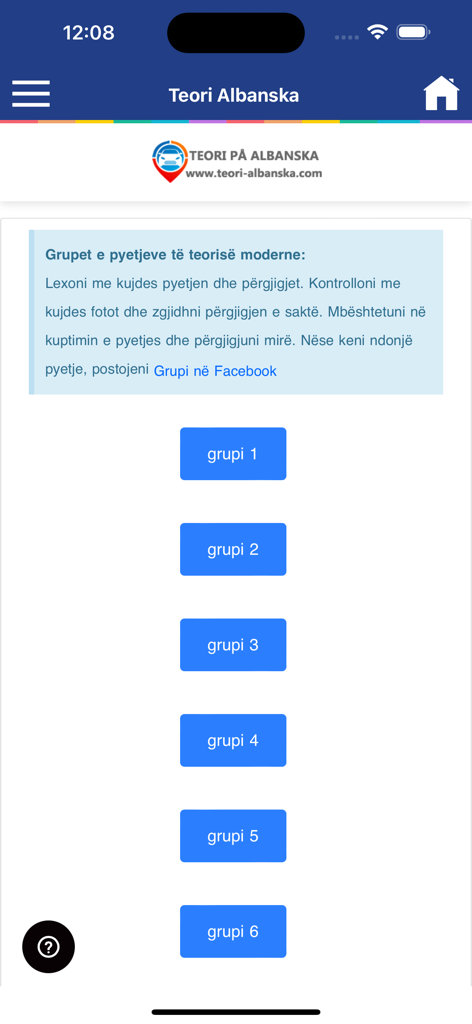 Eine Liste von Übungsfragengruppen für die schwedische Fahrtheorieprüfung in albanischer Sprache