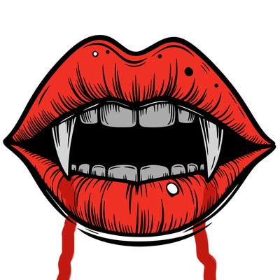 lips with vampire teeth