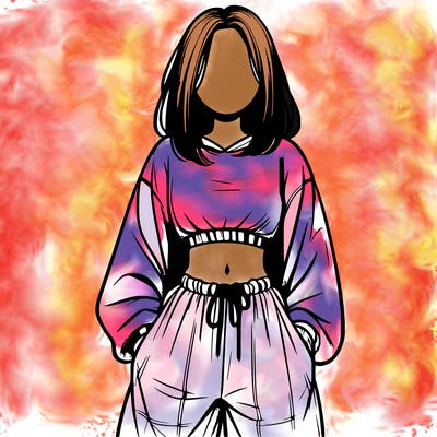 realistic girl faceless with baggy pants and a crop top