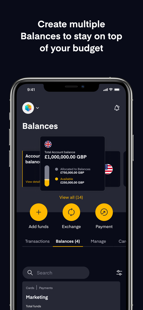 Equals Money - Equals Money app interface showing account balances and budget management features.