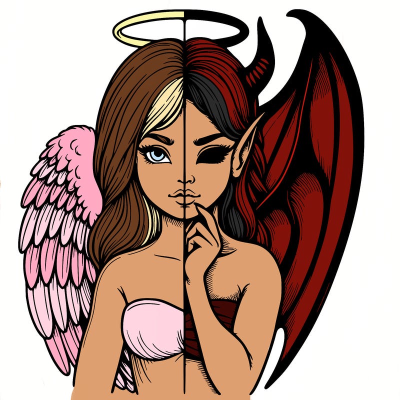 realistic angel half demon