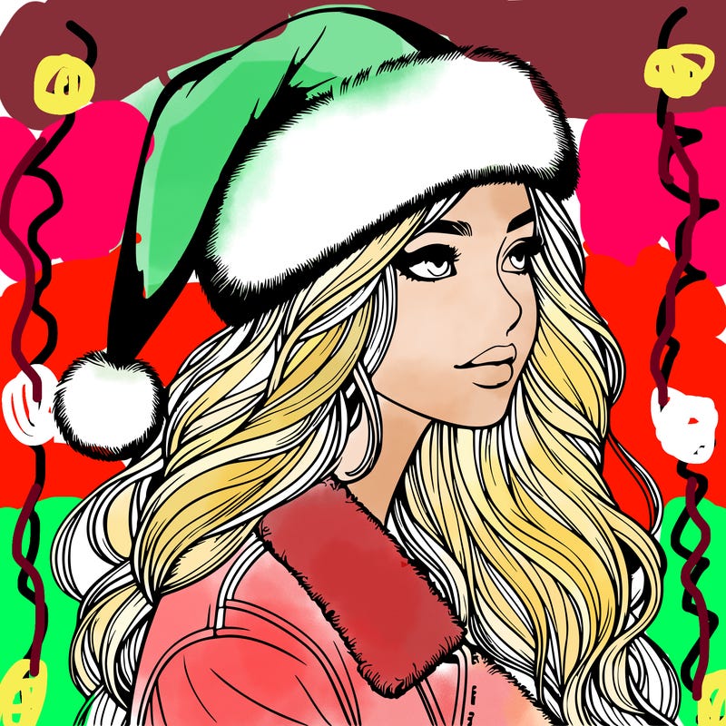 realistic girl in santa hat