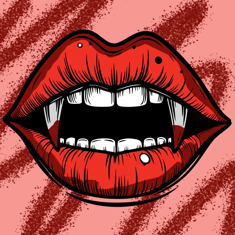 lips with vampire teeth
