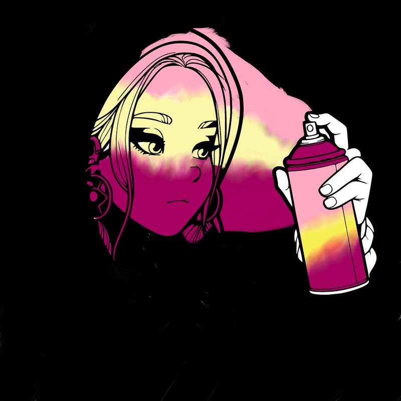 a realistic girl, spray painting