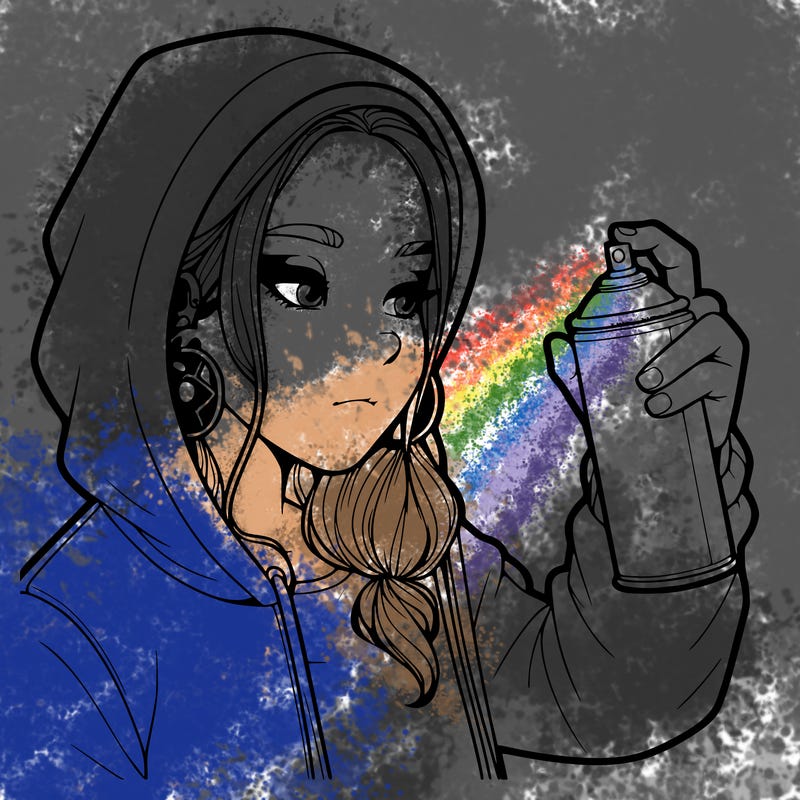 a realistic girl, spray painting