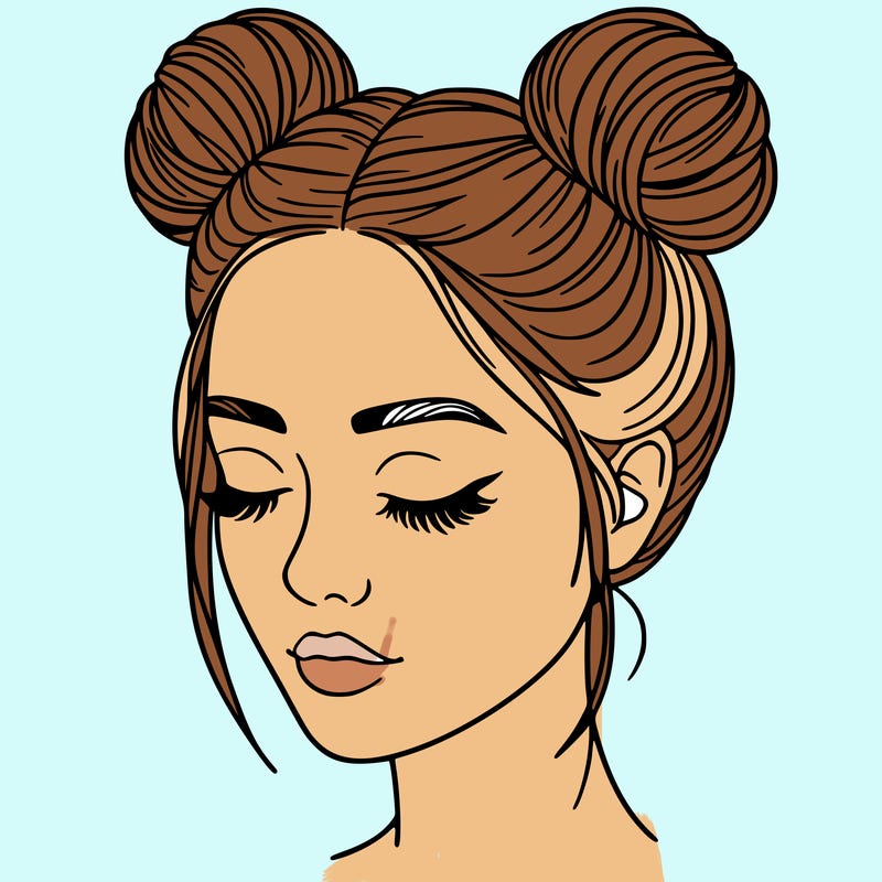 woman with hair buns