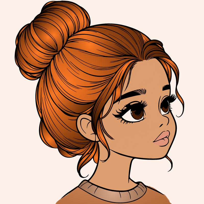 realistic girl with bun