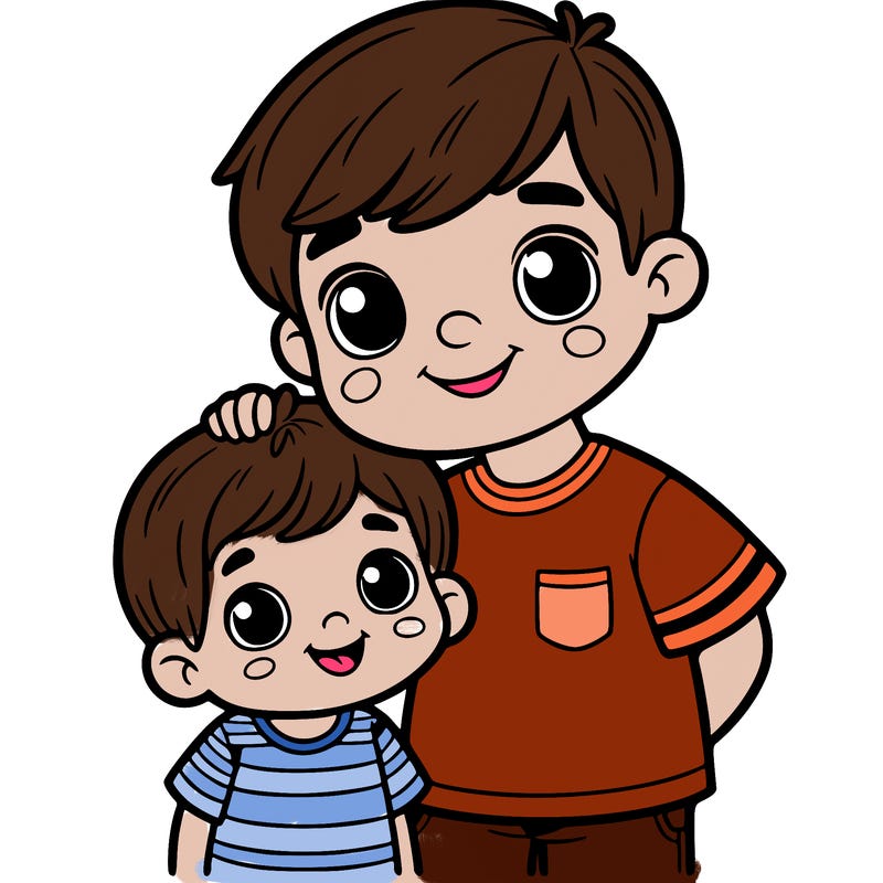 one ten year old boy with his three year old brother