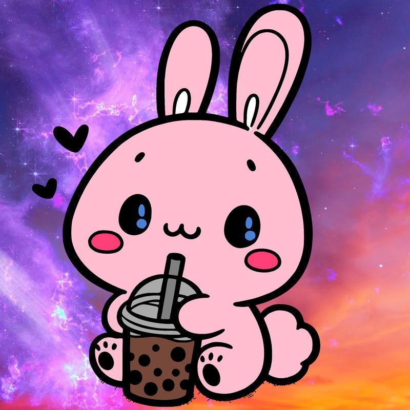 bunny drinking boba