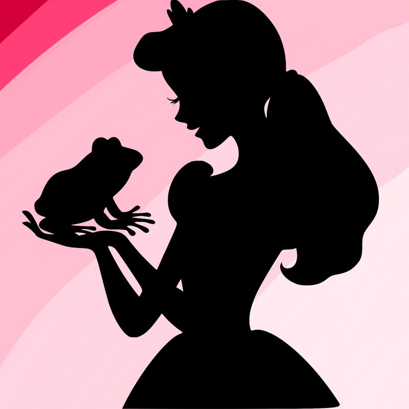a shadow of a princess holding a frog realistic