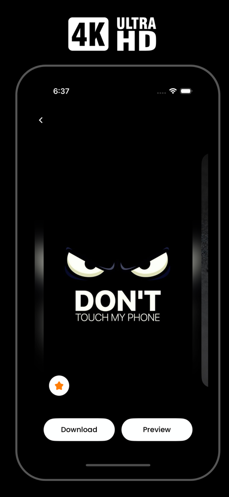 Black Wallpaper 4k - Fondo de pantalla negro 4K para smartphone con ojos enfadados y el texto "No toques mi teléfono".