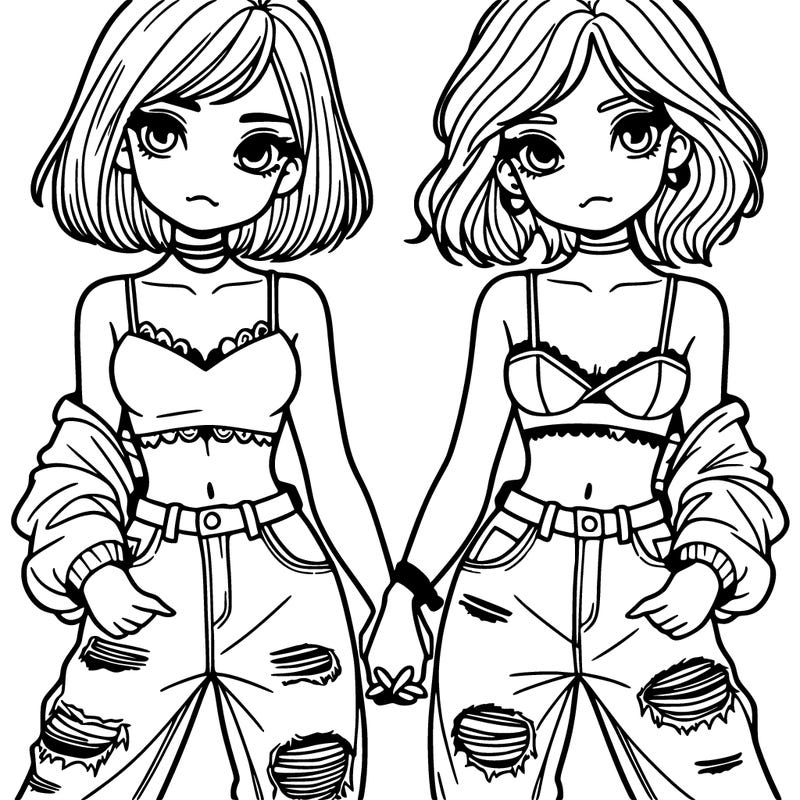 2 girls in crop tops and baggy jeans ripped