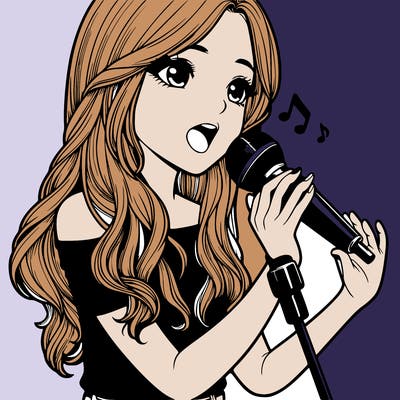 realistic girl using a mic to sing