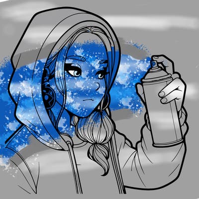 a realistic girl, spray painting