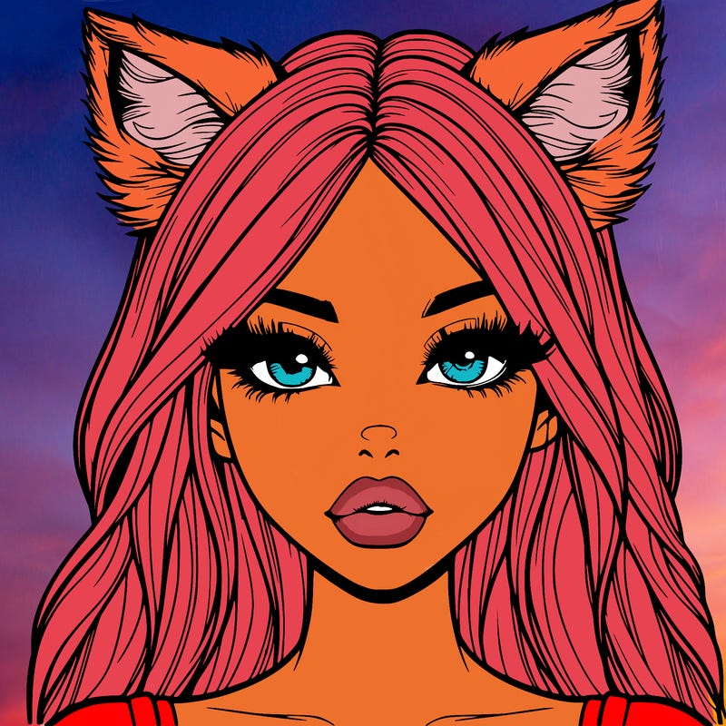 realistic girl with fox ears and realistic lips