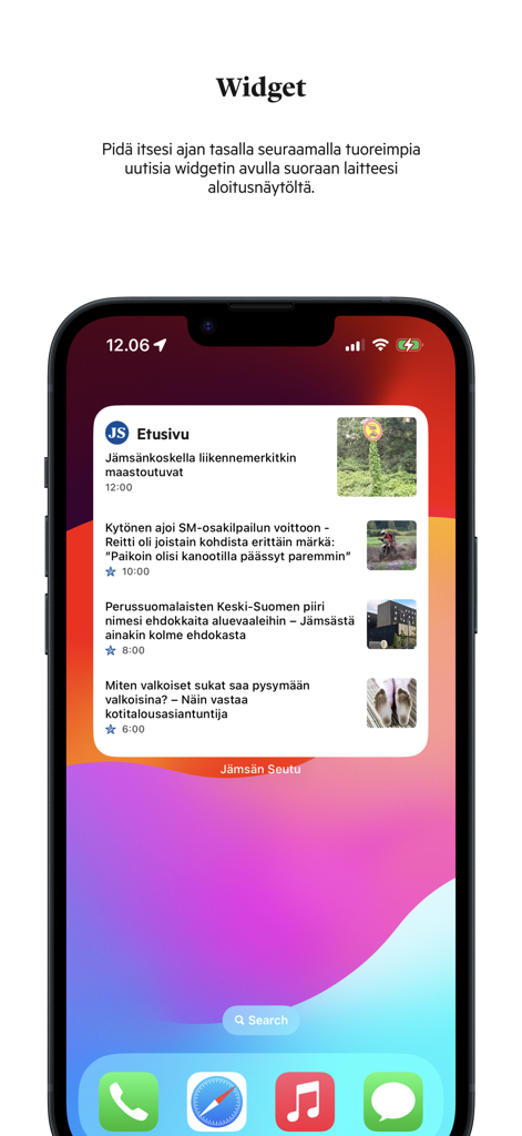 Jamsan Seutu news app widget on an iPhone home screen