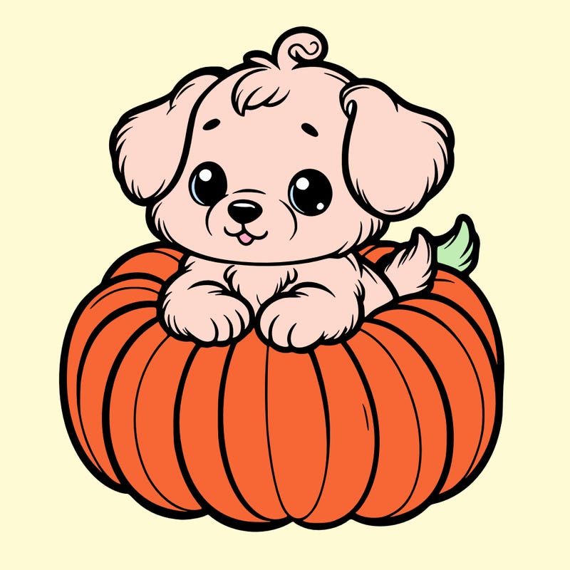 cute little puppy in a pumpkin